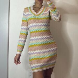 Multicolor Striped Knitted Dress